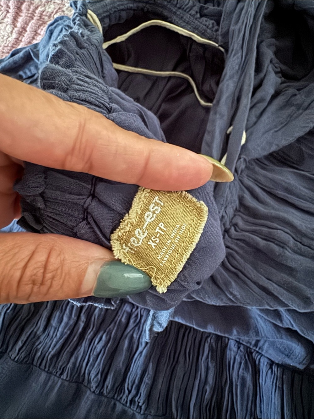 Dark Blue Tiered Maxi Dress with Spaghetti Straps - Picture 5 of 6